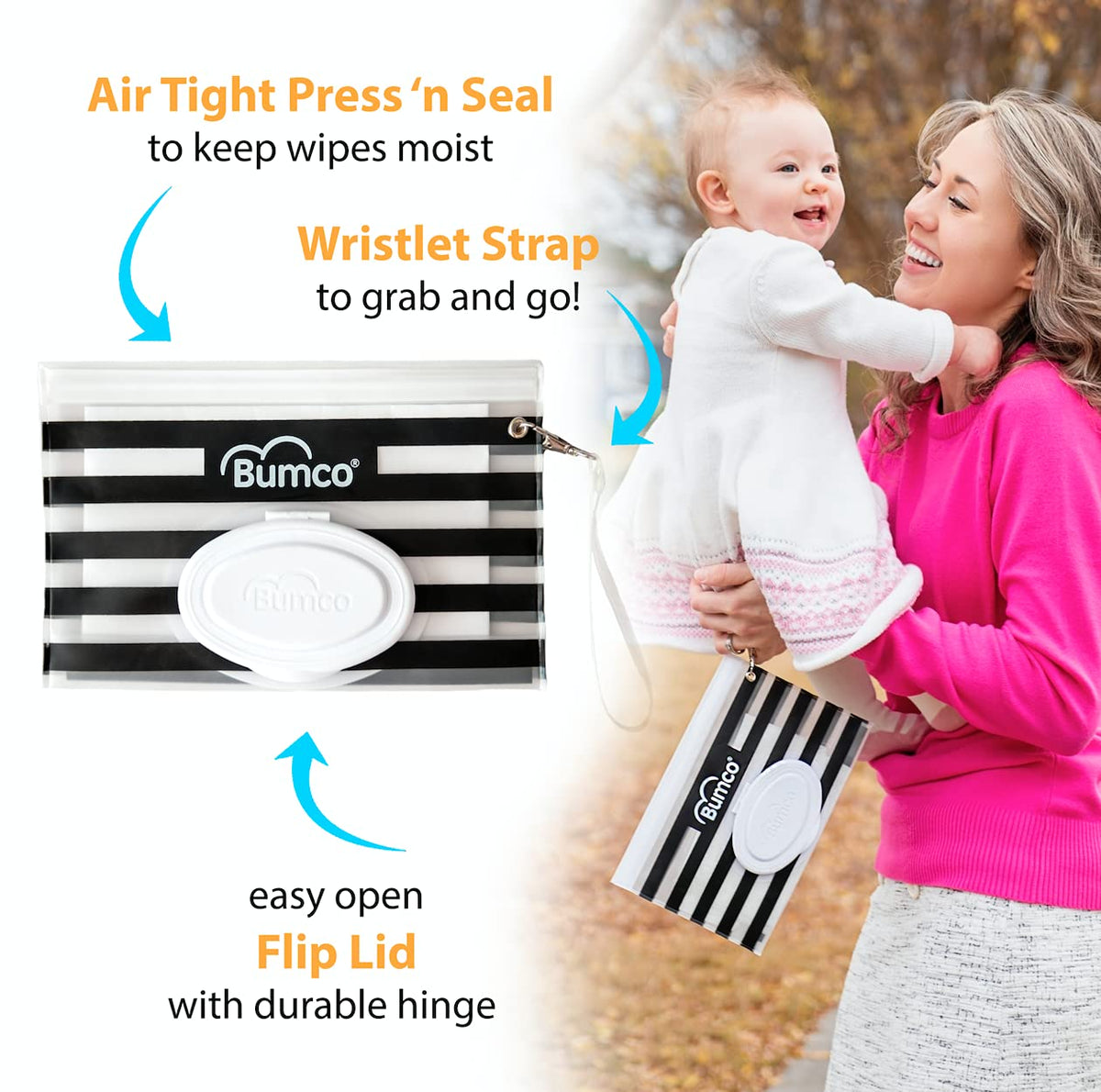 Airtight Wipes Dispenser, Keeps Wet, Reusable Refillable Pouch, Diaper Bag Organizer for Travel, Carrying Clutch, Unique Baby Gift for Girl Boy [multicolor]
