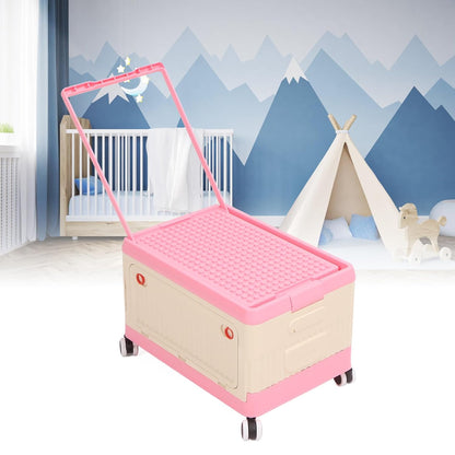 Rolling Toy Storage Bin with Lid Wheels, Toy Storage Organizer for Building Blocks, Children Toy Box, Storage Container with Wheels for Playroom Bedroom