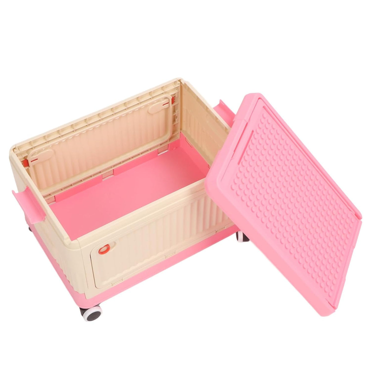 Rolling Toy Storage Bin with Lid Wheels, Toy Storage Organizer for Building Blocks, Children Toy Box, Storage Container with Wheels for Playroom Bedroom