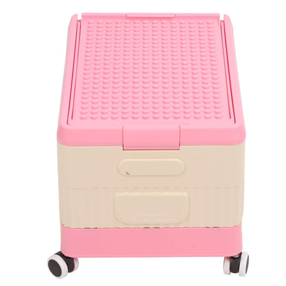 Rolling Toy Storage Bin with Lid Wheels, Toy Storage Organizer for Building Blocks, Children Toy Box, Storage Container with Wheels for Playroom Bedroom