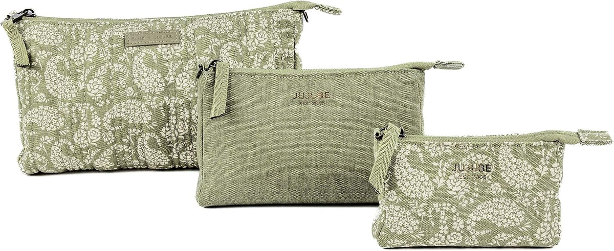 x Sazan New 3-Piece Pouch Set, Diaper Bag Organizing Pouches, Convertible to Small Purse with Crossbody Strap, Zipper Cosmetic Pouch, Large, Medium, and Small, Paisley Floral, Mothers Day Gift