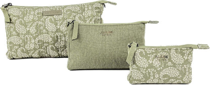 x Sazan New 3-Piece Pouch Set, Diaper Bag Organizing Pouches, Convertible to Small Purse with Crossbody Strap, Zipper Cosmetic Pouch, Large, Medium, and Small, Paisley Floral, Mothers Day Gift