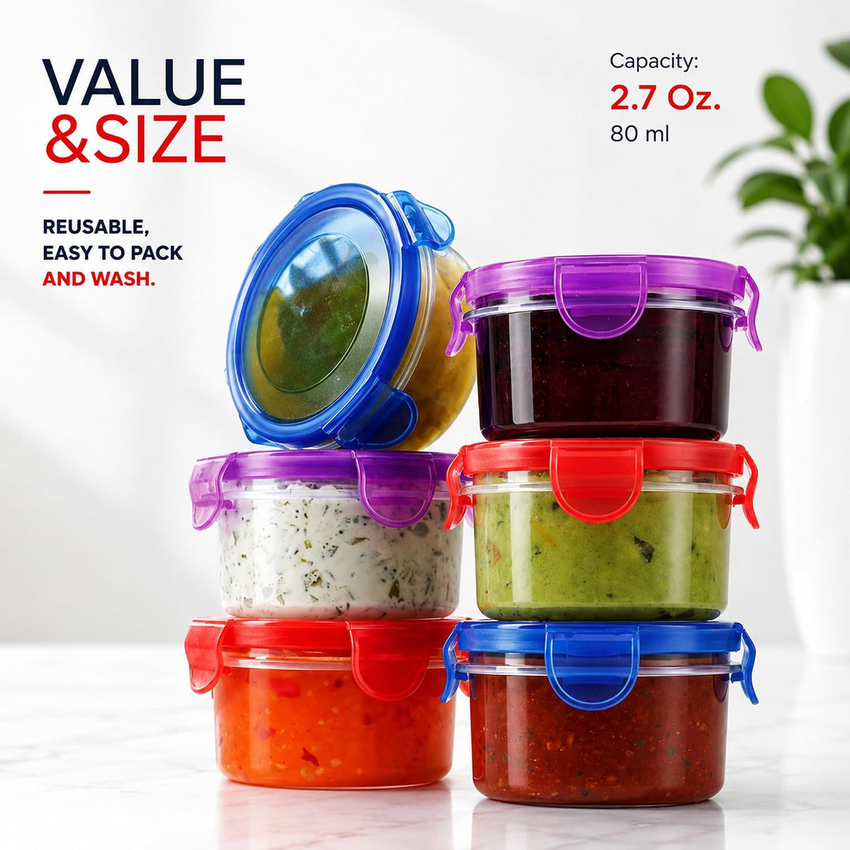 4 oz Food Storage Containers, Twist Top, BPA-Free