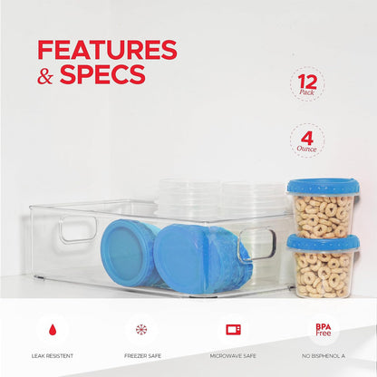 4 oz Food Storage Containers, Twist Top, BPA-Free