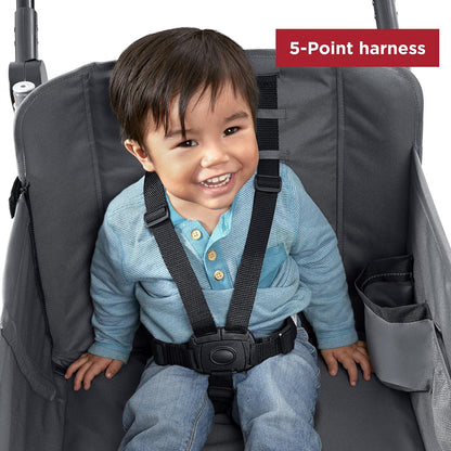 Radio Flyer City Luxe Stroll 'N Wagon, for Ages 1+, 3-in-1 Push or Pull, with Bench Mode, Easy Fold, UV Canopy, 5-Point Harnesses, Front Caster Wheels & 12" Rear Wheels, Stroller Wagon for Kids