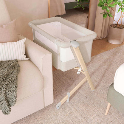 Evolur Stellar Bassinet & Bedside Sleeper – Adjustable Height Bedside Crib for Newborns, Breathable Mesh Sides, Portable Co-Sleeper, Easy To Fold and Travel, Carry Bag Included