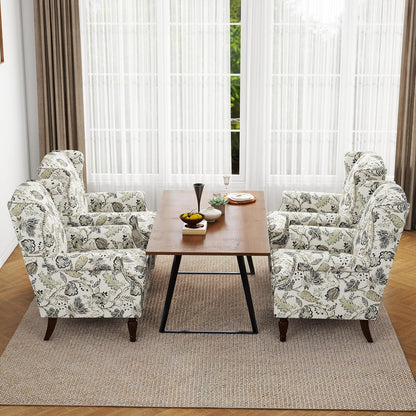 Swivel Rocker Recliner Chair, Manual Nursery Glider Recliner, Floral Fabric Wingback Accent Chair with Adjustable Backrest & Footrest for Small Spaces Living Room Bedroom (Plants Floral, Set of 1)