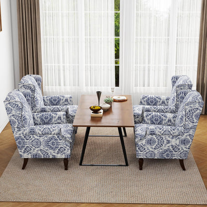 Swivel Rocker Recliner Chair, Manual Nursery Glider Recliner, Floral Fabric Wingback Accent Chair with Adjustable Backrest & Footrest for Small Spaces Living Room Bedroom (Plants Floral, Set of 1)