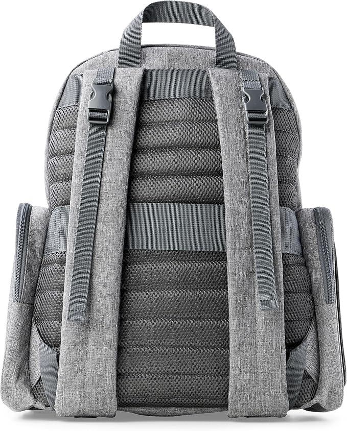 Skip Hop Diaper Bag Backpack with Portable Changing Pad, 9 Total Pockets, Easy-Access Wipes Pocket, Zippered Side Pocket, Luggage Sleeve & Stroller Straps, Fits a 15” Laptop, Luna, Heather Grey