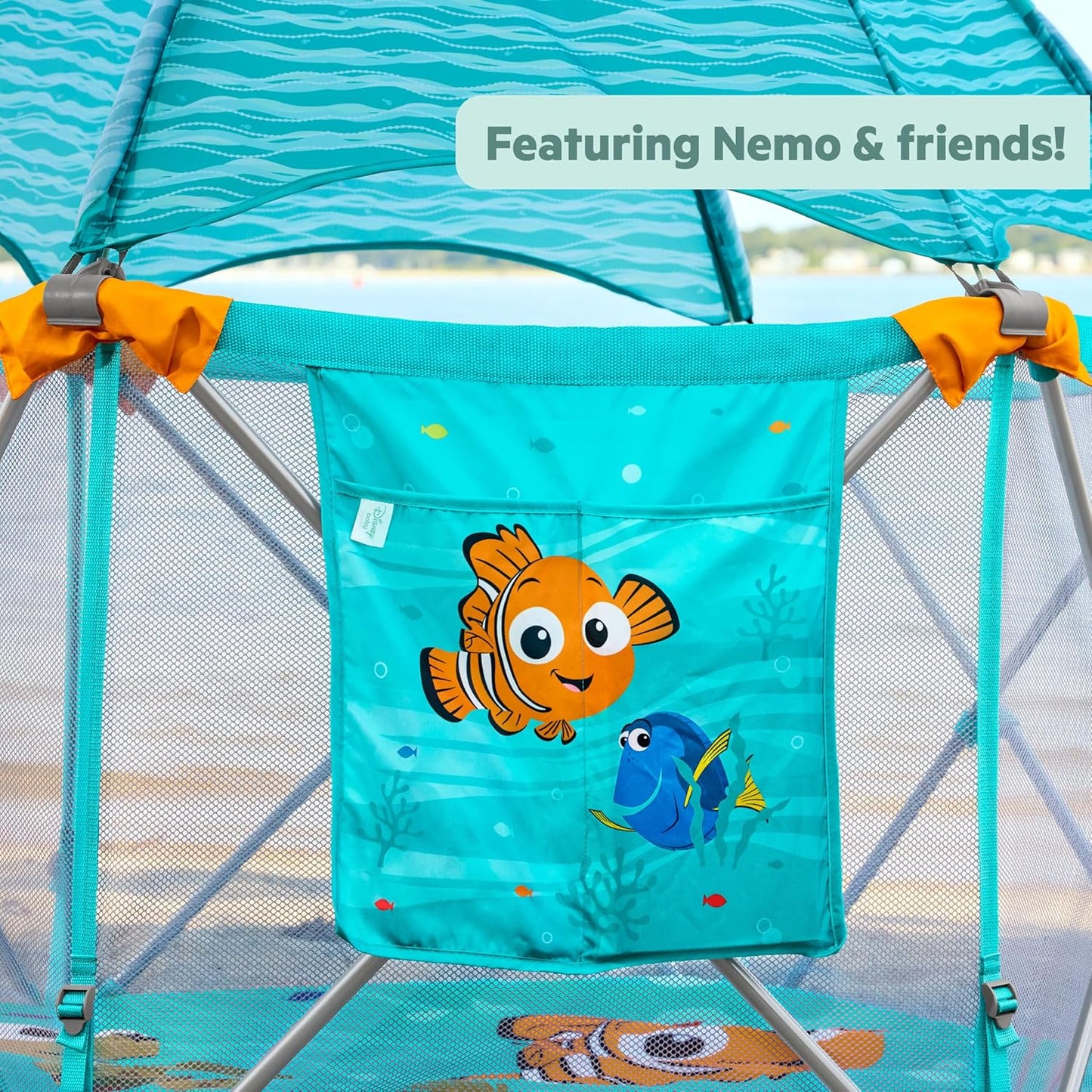 Summer Infant Pop ‘N Play Deluxe Ultimate Playard, Aqua Splash - Full Coverage Indoor/Outdoor Portable Play Pen with Fast, Easy and Compact Fold