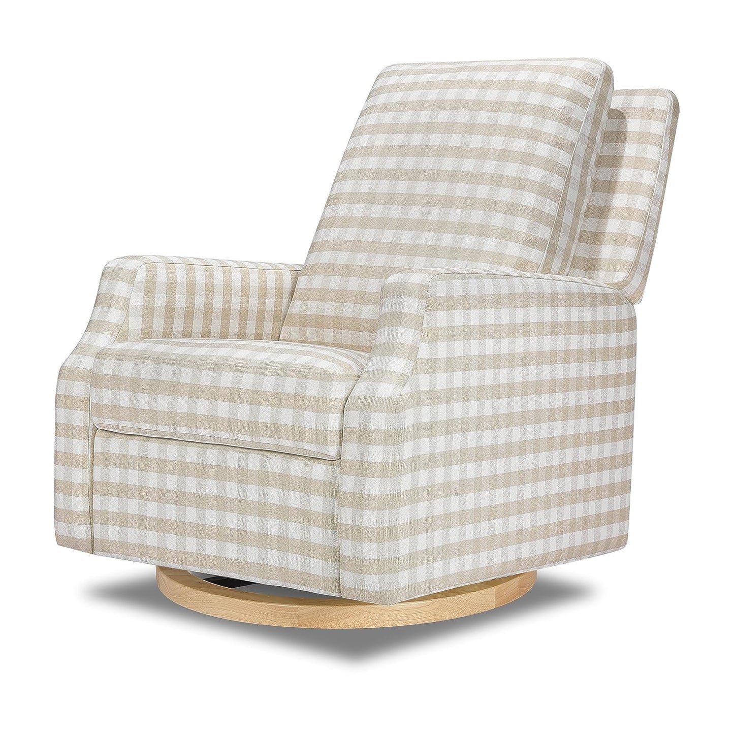 Namesake Crewe Glider Recliner Nursery Chair - GREENGUARD Gold & Certi-PUR US Certified Rocker Recliner - Glider Rocking Chair for Nursery & Living Room - Manual, 360° Swivel, Tan Gingham