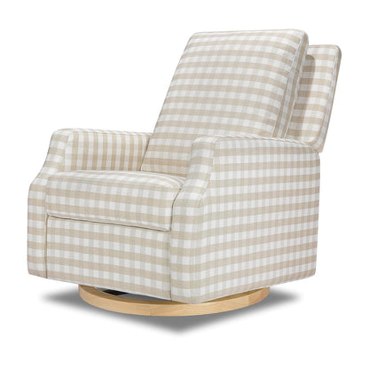 Namesake Crewe Glider Recliner Nursery Chair - GREENGUARD Gold & Certi-PUR US Certified Rocker Recliner - Glider Rocking Chair for Nursery & Living Room - Manual, 360° Swivel, Tan Gingham