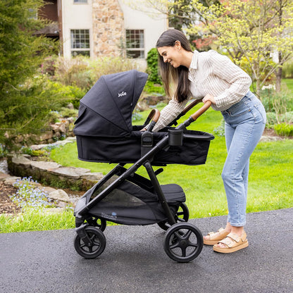 Joie Ginger 4-in-1 Convertible Pramette and Stroller with A Deep Recline, Height Adjustable seat, All-Terrain Wheels, Extra Storage – for Newborns and Toddlers (Shale Dark)
