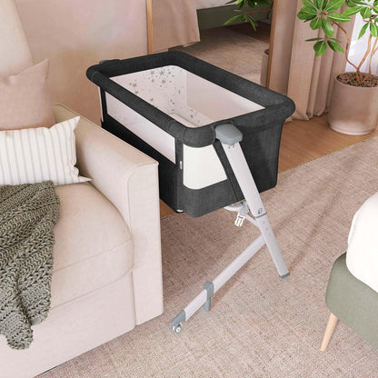 Evolur Stellar Bassinet & Bedside Sleeper – Adjustable Height Bedside Crib for Newborns, Breathable Mesh Sides, Portable Co-Sleeper, Easy To Fold and Travel, Carry Bag Included