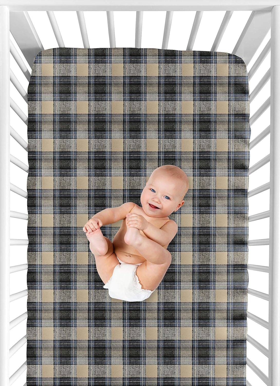 Sweet Jojo Designs 2-Piece Baby Bassinet Sheets Set (Black/White Gingham Checkered Plaid) for Boy/Girl, Infant Newborn Nursery, Oval, Rectangle & Hourglass Mattress (Solid Onyx & Classic Checkerboard)