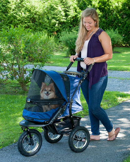 Pet Gear No-Zip Jogger Pet Stroller for Cats/Dogs, Zipperless Entry, Airless Tires, Easy One-Hand Fold, Cup Holder + Storage Basket, Salt- Extra Large