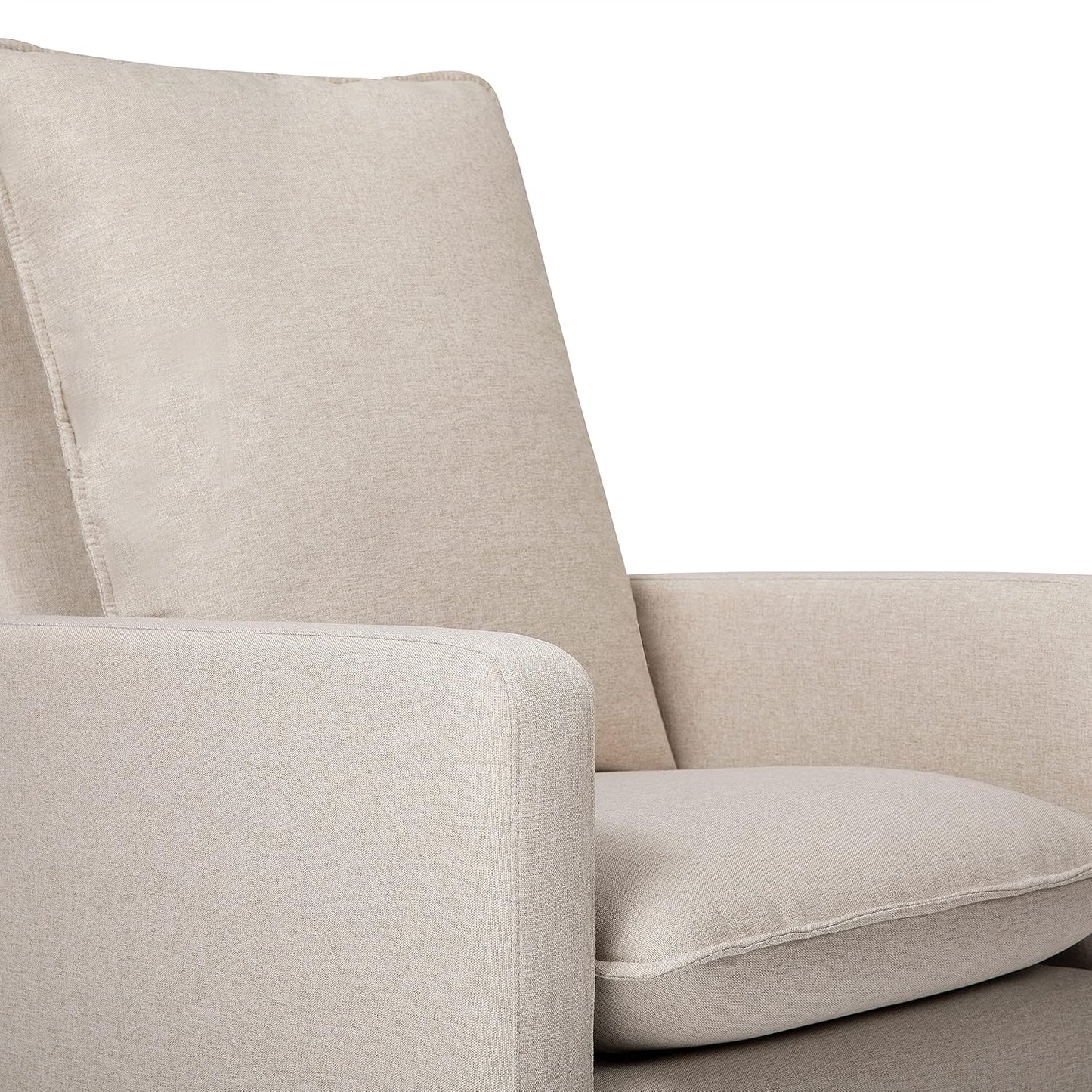 Babyletto Cali Pillowback Swivel Glider in Performance Plastic Cream Eco-Weave, Water Repellent & Stain Resistant, Greenguard Gold and CertiPUR-US Certified