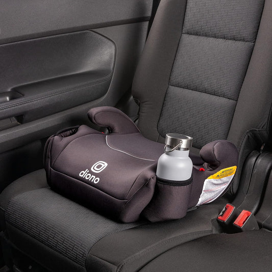 Diono Solana, No Latch, Single Backless Booster Car Seat, Lightweight, Machine Washable Covers, Cup Holders, Blue