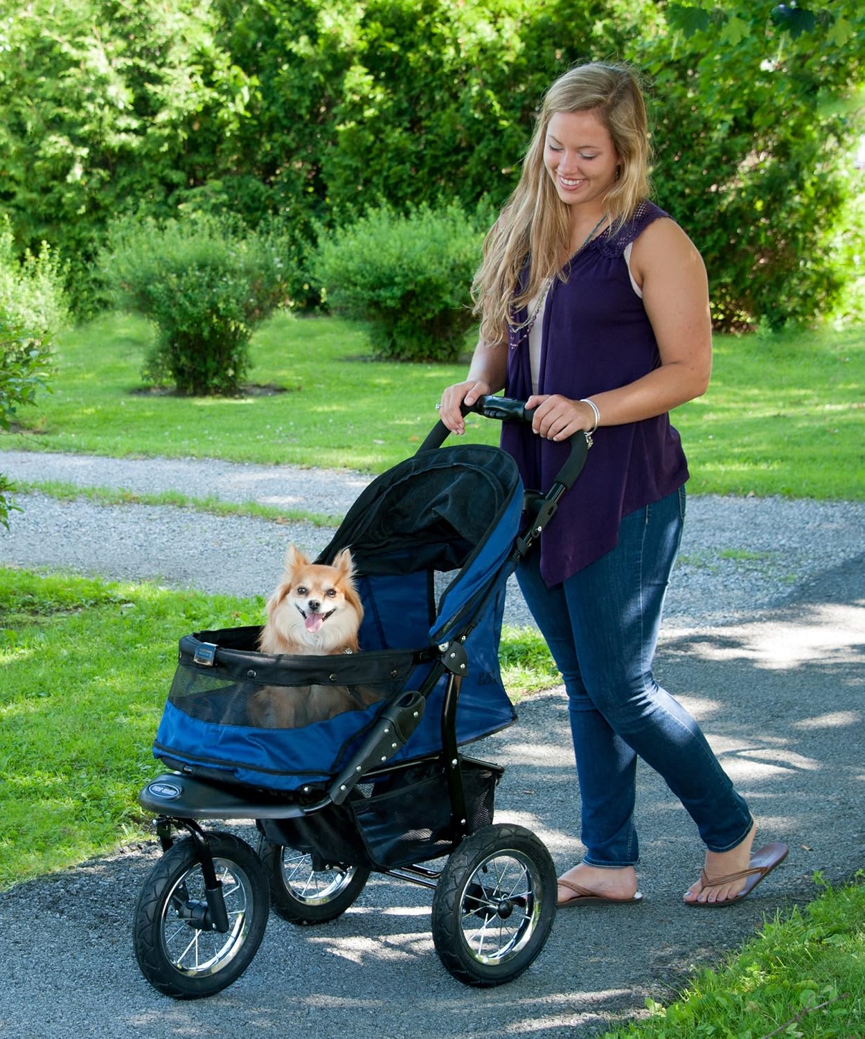 Pet Gear No-Zip Jogger Pet Stroller for Cats/Dogs, Zipperless Entry, Airless Tires, Easy One-Hand Fold, Cup Holder + Storage Basket, Salt- Extra Large