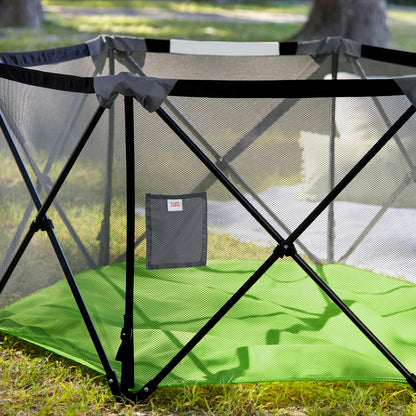 Summer Infant Pop ‘N Play Deluxe Ultimate Playard, Aqua Splash - Full Coverage Indoor/Outdoor Portable Play Pen with Fast, Easy and Compact Fold