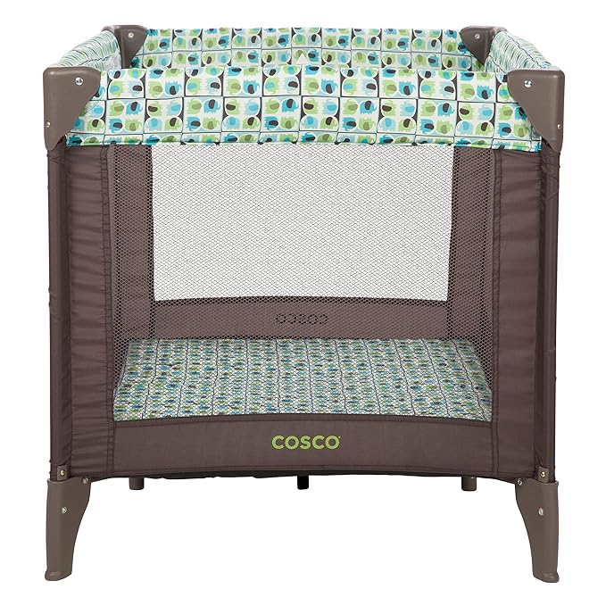 Cosco Funsport Compact Portable Playard, Lightweight, Easy Set up, Foldable Baby Playpen with Carry Bag, Elephant Squares