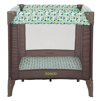 Cosco Funsport Compact Portable Playard, Lightweight, Easy Set up, Foldable Baby Playpen with Carry Bag, Elephant Squares