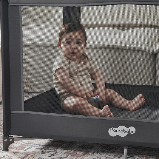 Pamo Babe Pack and Play with Bassinet, Portable Playard for Baby