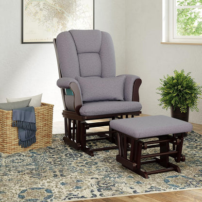 Storkcraft Tuscany Glider with Ottoman (Black/Gray) — GREENGUARD Gold Certified, Bonus Lumbar Cushion Included, Solid Wood Base, Smooth Motion, Award-Winning Nursery Rocking Chair, Glider and Ottoman
