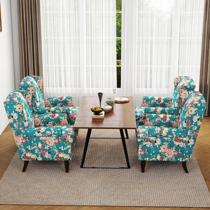Swivel Rocker Recliner Chair, Manual Nursery Glider Recliner, Floral Fabric Wingback Accent Chair with Adjustable Backrest & Footrest for Small Spaces Living Room Bedroom (Plants Floral, Set of 1)