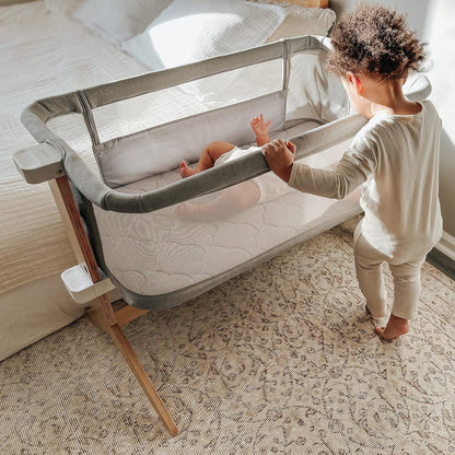 Newton Baby Fitted Sheets for Bassinet & Bedside Sleeper, Essential Bassinet (2-Pack) - Ultra-Breathable, Washable and Ultra-Soft, 100% Muslin, 19" x 35" - Grey