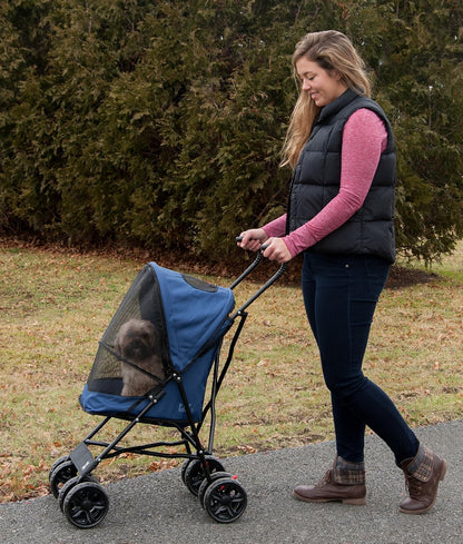 Pet Gear Travel Lite Plus Stroller, Compact, Easy Fold, No Assembly Required, Large Wheels for Cats and Dogs up to 15 pounds, Light Pink