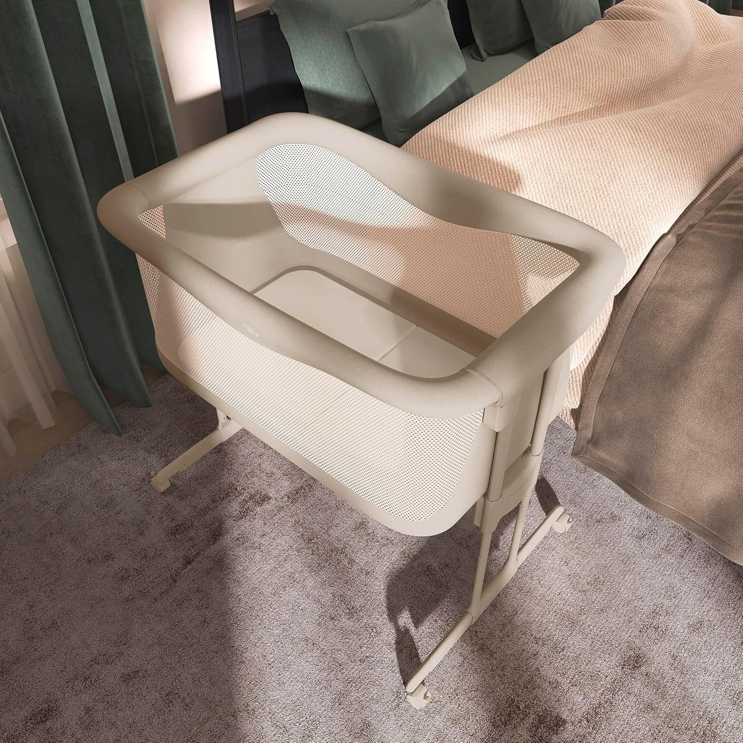 Evolur Kinsley Bedside Bassinet – Quick Fold, Breathable Mesh Sides, Lightweight Portable Baby Sleeper with Carry Bag – Newborn to 6 Months