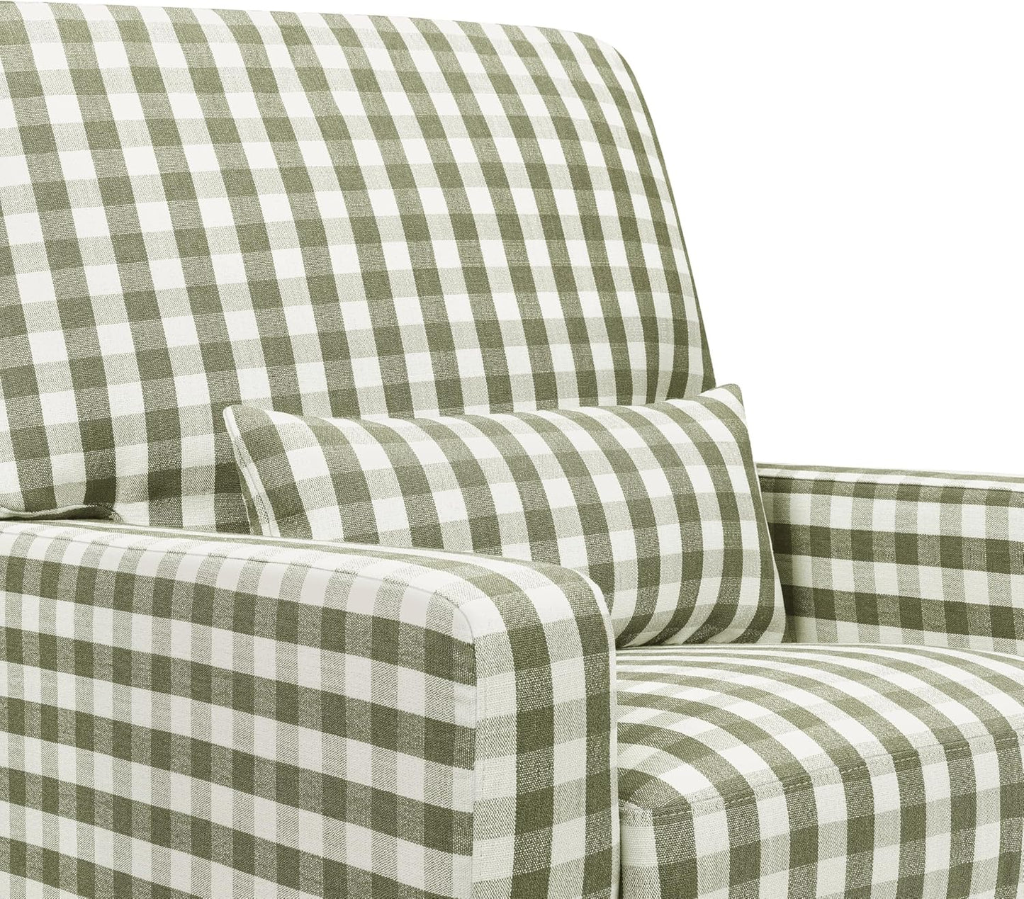 Namesake Crawford Pillowback Comfort Swivel Glider in Tan Gingham, Water Repellent & Stain Resistant, Greenguard Gold & CertiPUR-US Certified