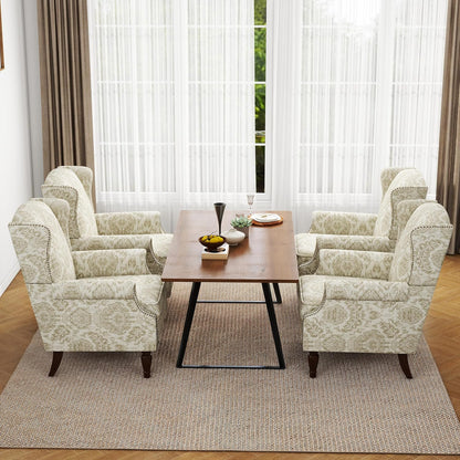 Swivel Rocker Recliner Chair, Manual Nursery Glider Recliner, Floral Fabric Wingback Accent Chair with Adjustable Backrest & Footrest for Small Spaces Living Room Bedroom (Plants Floral, Set of 1)