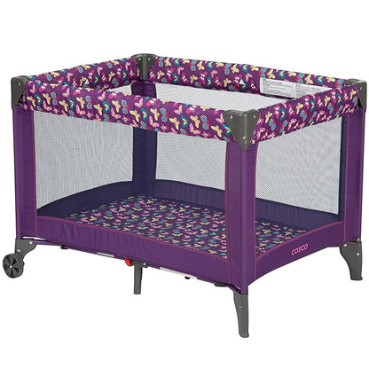 Cosco Funsport Compact Portable Playard, Lightweight, Easy Set up, Foldable Baby Playpen with Carry Bag, Butterfly Twirl