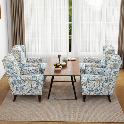 Swivel Rocker Recliner Chair, Manual Nursery Glider Recliner, Floral Fabric Wingback Accent Chair with Adjustable Backrest & Footrest for Small Spaces Living Room Bedroom (Plants Floral, Set of 1)