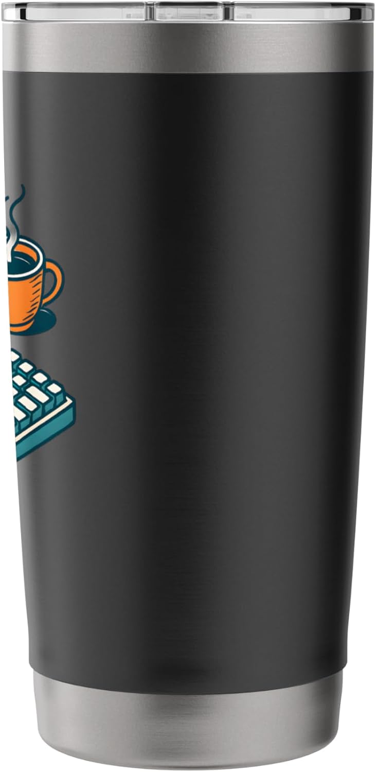Desk Setup Trio - Keyboard, Pencil & Coffee Illustration Stainless Steel Insulated Tumbler