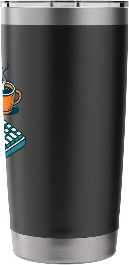 Desk Setup Trio - Keyboard, Pencil & Coffee Illustration Stainless Steel Insulated Tumbler