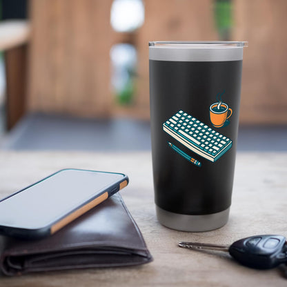 Desk Setup Trio - Keyboard, Pencil & Coffee Illustration Stainless Steel Insulated Tumbler
