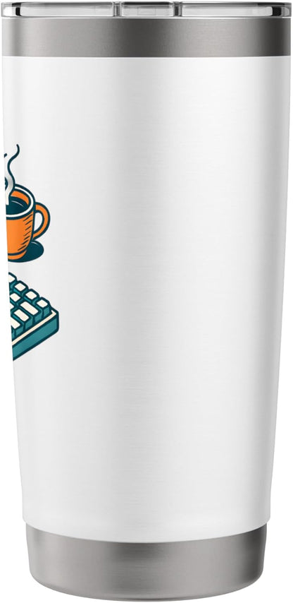 Desk Setup Trio - Keyboard, Pencil & Coffee Illustration Stainless Steel Insulated Tumbler