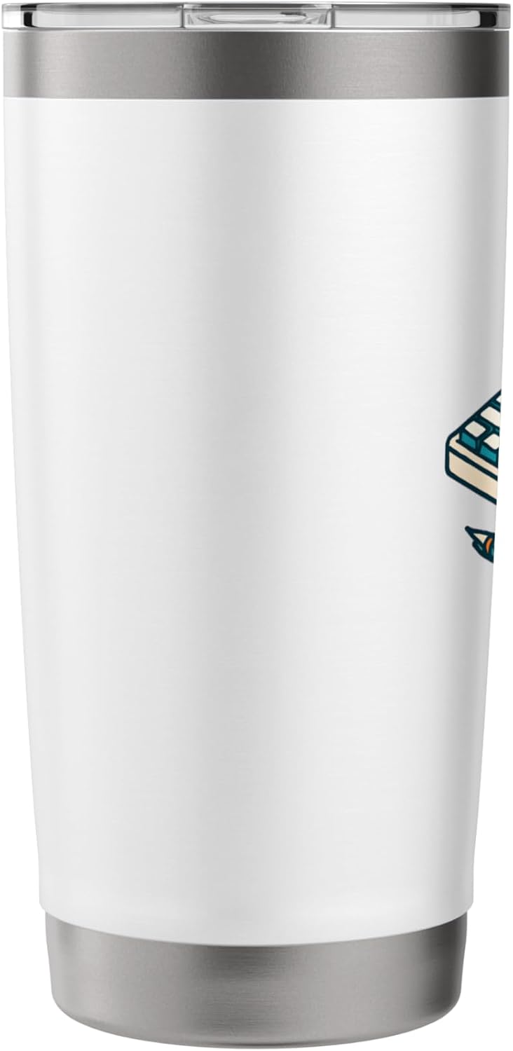 Desk Setup Trio - Keyboard, Pencil & Coffee Illustration Stainless Steel Insulated Tumbler