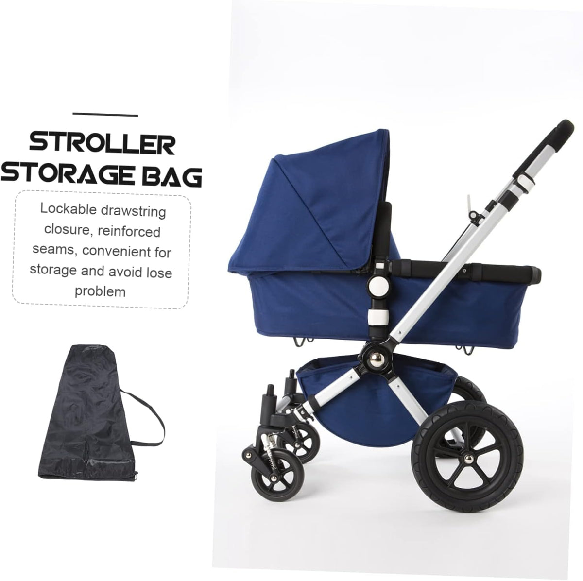 Padded Stroller Storage Bag with Lockable Drawstring Closure for Airplane Gate Check Travel Cover Compatible with Strollers Reinforced Seams and Inner Pocket for Scratch Protection