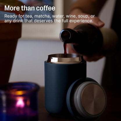 Carter Wide 12 oz Ceramic Lined Travel Coffee Mug, Tea & Espresso | No Metallic Taste, Leak-Proof Lid, Dishwasher Safe, Hot 12Hr Cold 24Hr, Coffee Tumbler, BPA-Free Stainless Steel, Stone Blue