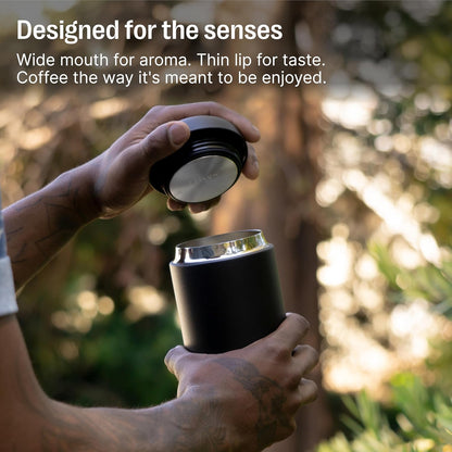 Carter Wide 12 oz Ceramic Lined Travel Coffee Mug, Tea & Espresso | No Metallic Taste, Leak-Proof Lid, Dishwasher Safe, Hot 12Hr Cold 24Hr, Coffee Tumbler, BPA-Free Stainless Steel, Stone Blue