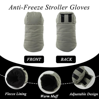 Stroller Gloves Universal Winter Anti-Freeze Stroller Mittens Water Repellent Hand Warmer Muff Fleece Lined,Winter Stroller Accessories (Black)
