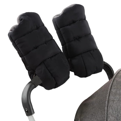 Stroller Gloves Universal Winter Anti-Freeze Stroller Mittens Water Repellent Hand Warmer Muff Fleece Lined,Winter Stroller Accessories (Black)