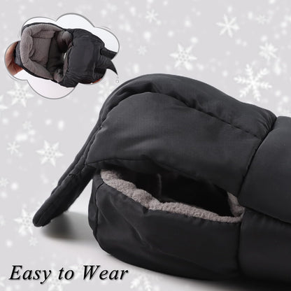 Stroller Gloves Universal Winter Anti-Freeze Stroller Mittens Water Repellent Hand Warmer Muff Fleece Lined,Winter Stroller Accessories (Black)