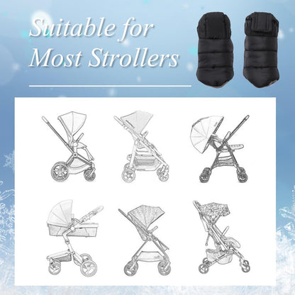 Stroller Gloves Universal Winter Anti-Freeze Stroller Mittens Water Repellent Hand Warmer Muff Fleece Lined,Winter Stroller Accessories (Black)