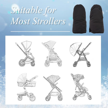 Stroller Gloves Universal Winter Anti-Freeze Stroller Mittens Water Repellent Hand Warmer Muff Fleece Lined,Winter Stroller Accessories (Black)