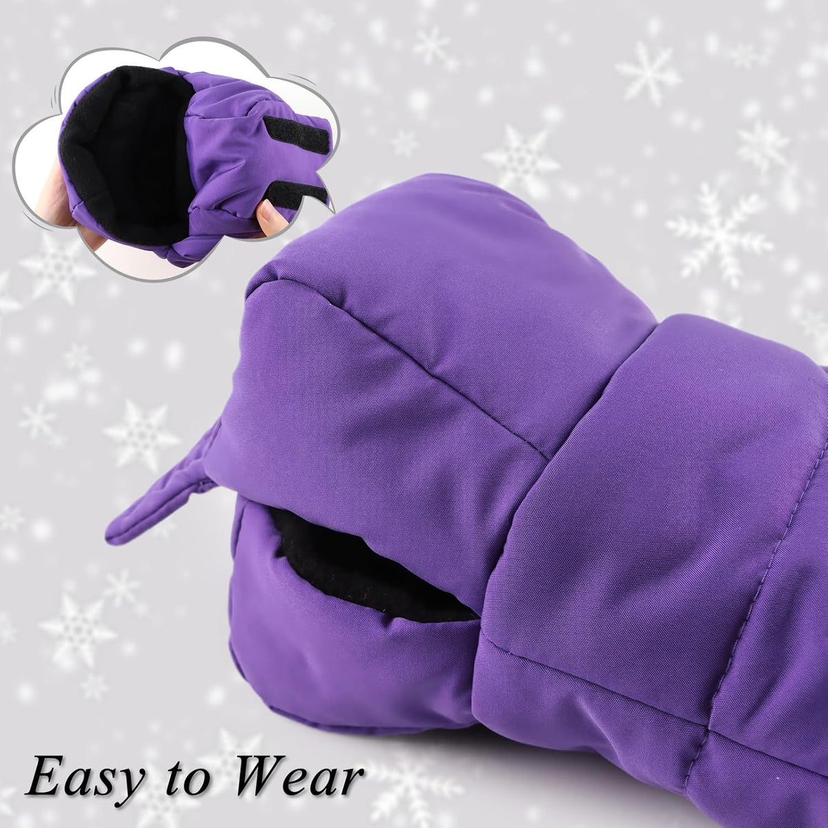 Stroller Gloves Universal Winter Anti-Freeze Stroller Mittens Water Repellent Hand Warmer Muff Fleece Lined,Winter Stroller Accessories (Black)